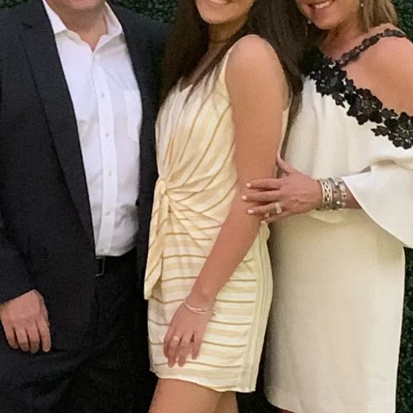 Yellow and White Dress with Front Tie - Picture 3 of 3